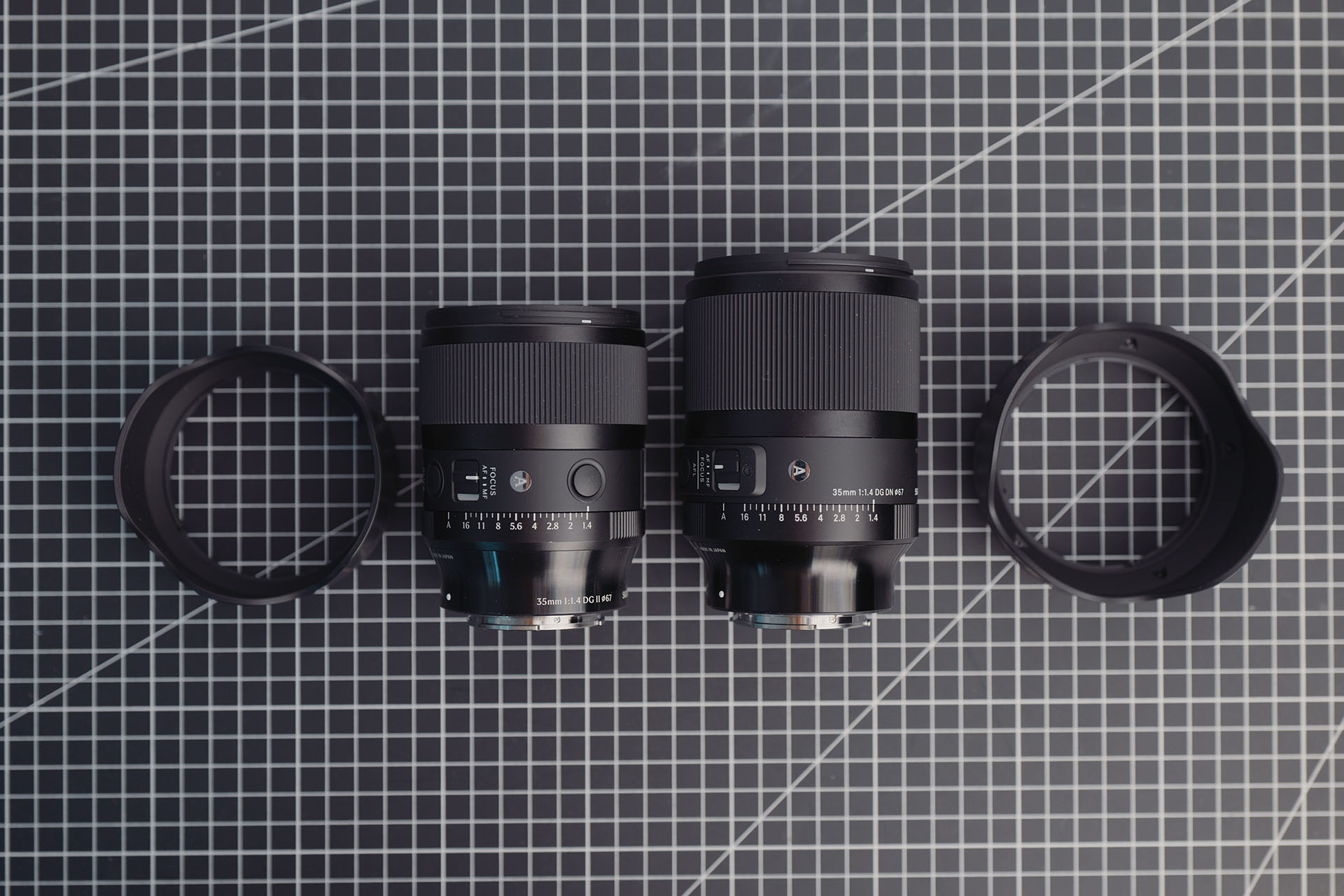 Sigma 35 mm f/1.4 DG II Art po lewej i Sigma 35 mm f/1.4 DG I Art (2021 rok) po prawej. Nowa wersja jest o 14% mniejsza i 20% lżejsza. Fot. KB.