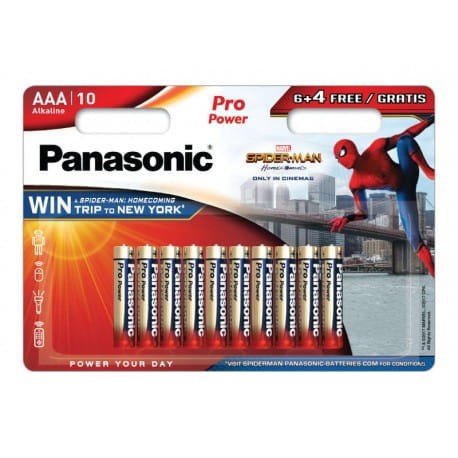 Baterie alkaliczne PANASONIC LR3/AAA PRO POWER SPIDER-MAN 6+4 FREE - 10 szt blister