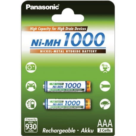 Akumulatory PANASONIC R03/AAA Ni-MH 1000 mAh - 2 szt blister