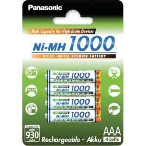 Akumulatory PANASONIC R03/AAA Ni-MH 1000 mAh - 4 szt blister