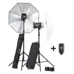 Zestaw lamp studyjnych Elinchrom BRX 250/250 parasole + statywy