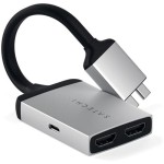 Satechi Dual Adapter - adapter do MacBooka z podwójnym USB-C i podwójnym 4K HDMI Silver