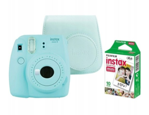 Aparat Fujifilm Instax Mini 9 miętowy + pokrowiec + wkład 10 szt.