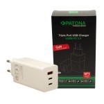 PATONA Premium Ładowarka GaN PD 100W 2xUSB-C 1xUSB-A Power Delivery 3.0 Quick Charge 3.0 – kolor biały