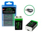 PATONA Premium 2x Akumulatory 9V 6F22 3600mWh 1,5V z USB-C i kablem USB-C 2 do 1 