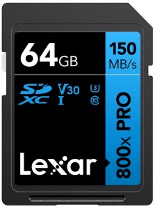 Lexar SDXC 800x Pro UHS-I cards, C10 (V30) U3, R150, 64GB