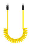 Kabel Newell USB-C - USB-C 100 W, 1,5 m, silikonowy, spiralny, żółto-czarny