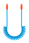 Kabel Newell USB-C - USB-C 100 W, 1,5 m, silikonowy, spiralny, niebiesko-pomarańczowy