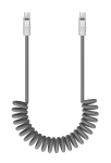Kabel Newell USB-C - USB-C 100 W, 1,5 m, silikonowy, spiralny, szary