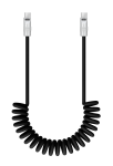 Kabel Newell USB-C - USB-C 100 W, 1,5 m, silikonowy, spiralny, czarny