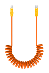 Kabel Newell USB-C - USB-C 100 W, 1,5 m, silikonowy, spiralny, pomarańczowo-żółty