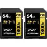 Karta pamięci Lexar Pro 1800x SDXC U3 (V60) UHS-II R270/W180 64GB - 2pack