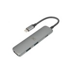 Adapter XTORM USB-C Hub 4-in-1 pleciony kabel - szary