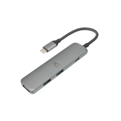 XTORM Adapter USB-C Hub 4-in-1 (pleciony kabel) szary_1 (1).jpg