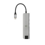 Adapter XTORM USB-C Hub 7-in-1 pleciony kabel - szary