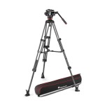 Statyw Manfrotto Twin Carbon ze środkową rozpórką + głowica 504X z płaską bazą Pro Video