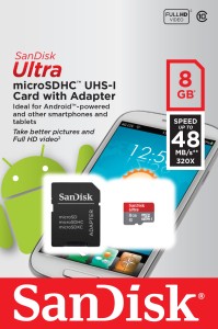 Karta pamięci Sandisk microSDHC 8 GB Ultra 48MB/s C10 UHS-I + adapter SD + Memory Zone Android