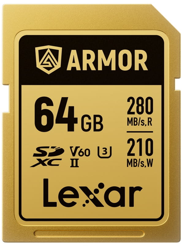 Karta pamięci Lexar SDXC ARMOR Gold UHS-II U3, Stainless Steel, IP68 R280/W210 (V60) 64GB