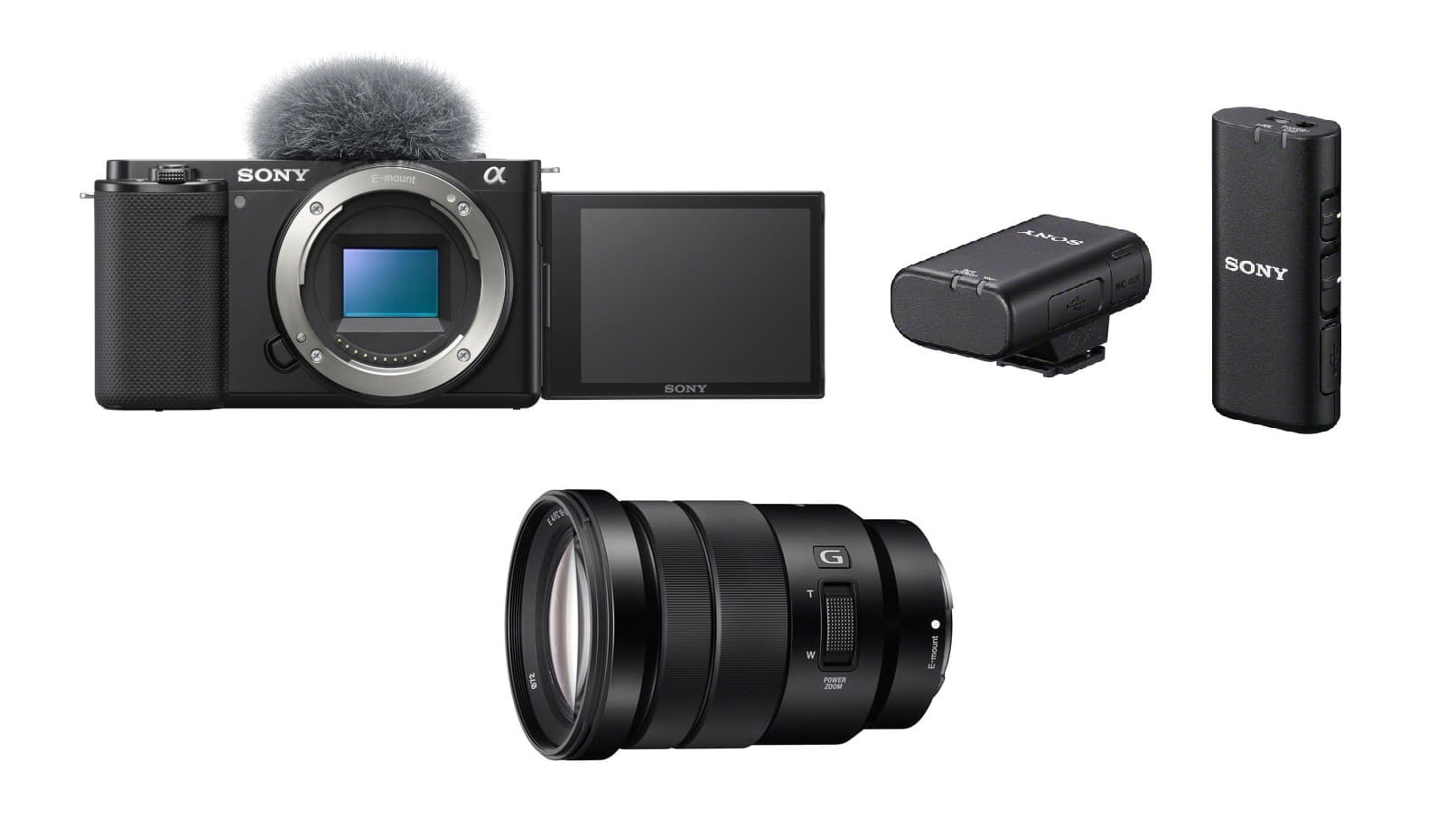 Aparat Sony ZV-E10 + obiektyw E 18-105 mm f/4.0 G + mikrofon ECM-W2BT