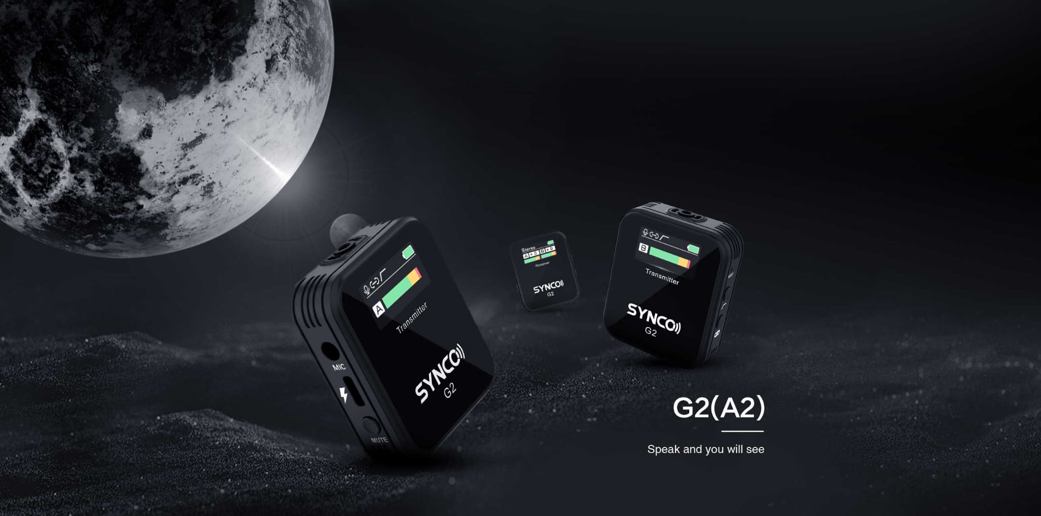 Synco G2 A2 bezprzewodowy system mikrofonowy z ekranem 2.4 GHz - 2 odbiorniki