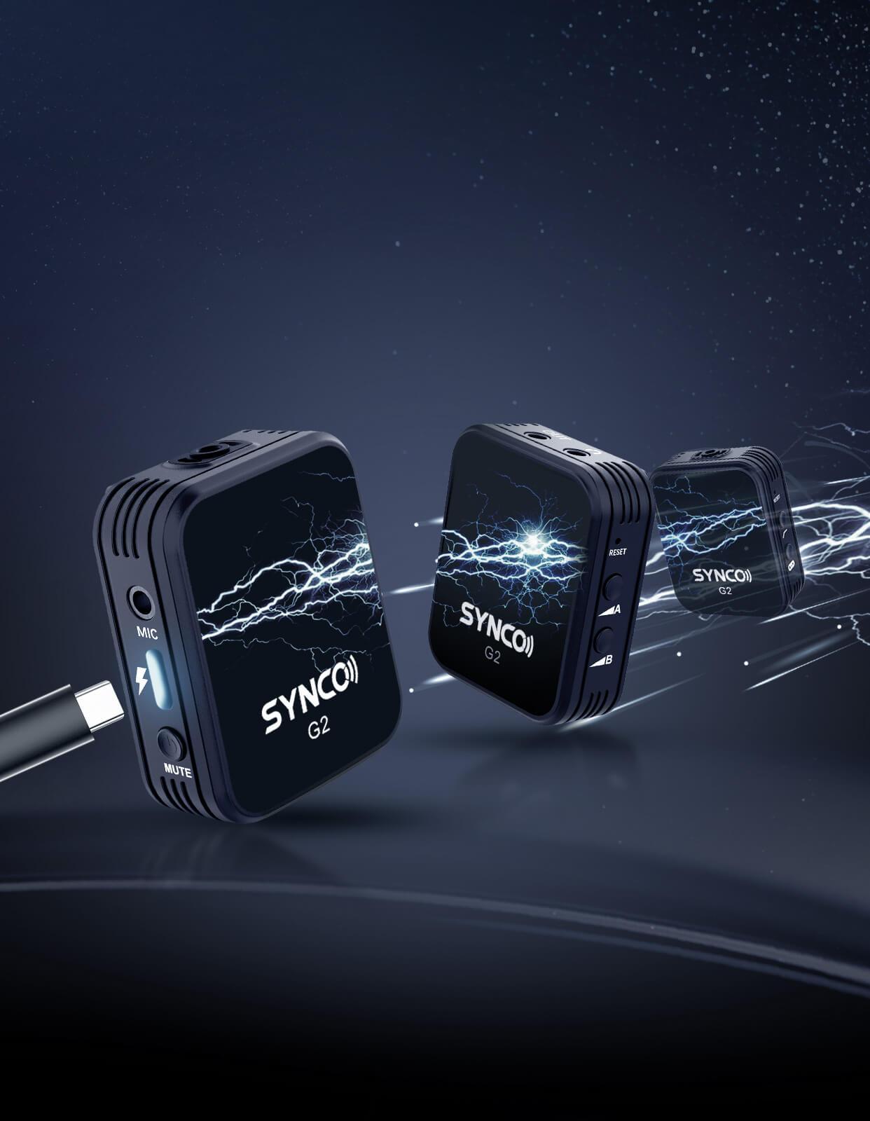 Synco G2 A2 bezprzewodowy system mikrofonowy z ekranem 2.4 GHz - 2 odbiorniki