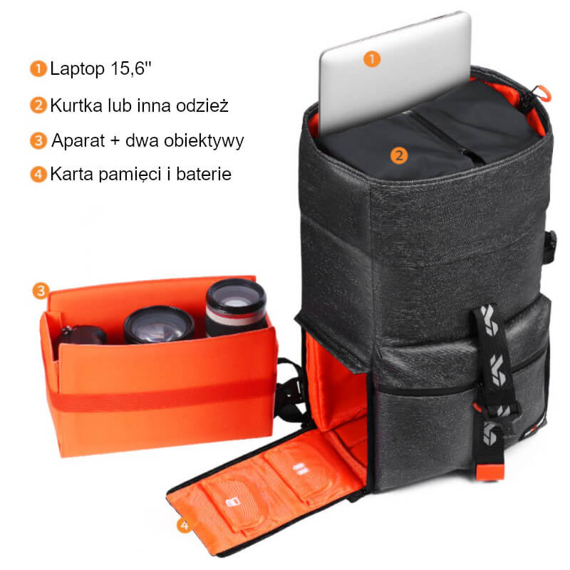 Plecak fotograficzny K&F Concept Roll Top