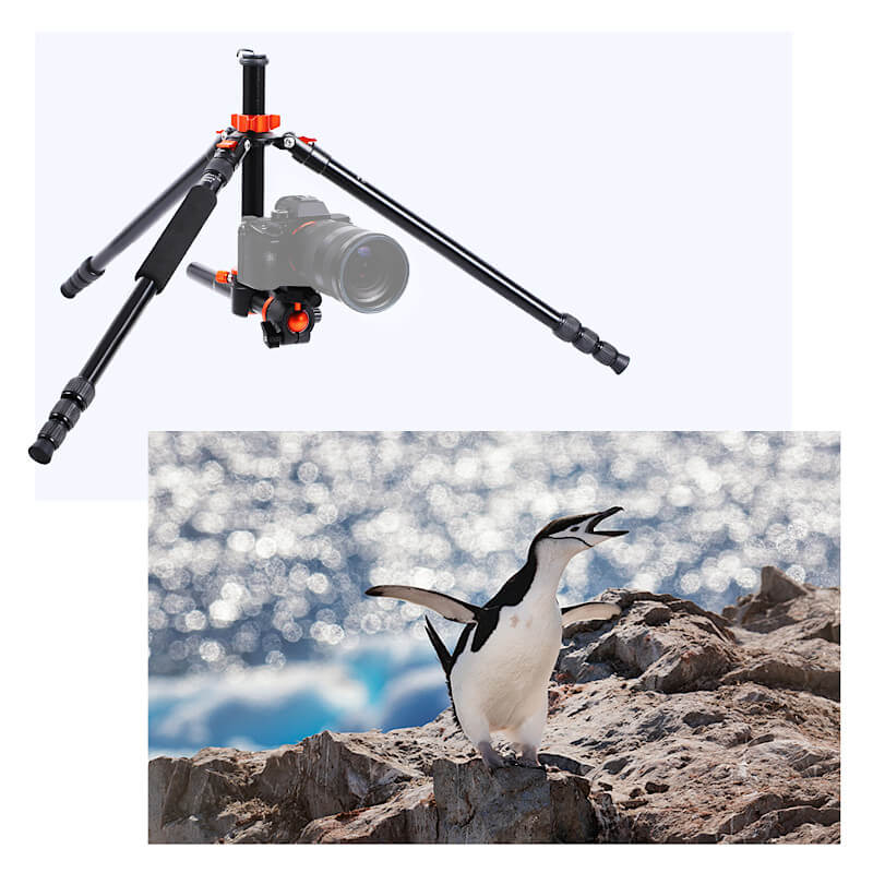 Statyw fotograficzny 190cm K&F Concept SA254T2 z łamaną kolumną, głowicą kulową i funkcją monopodu