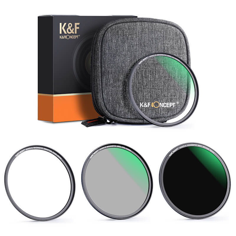 Zestaw trzech filtrów magnetycznych K&F Concept  77mm z adapterem: UV, CPL, ND1000 Nano-X