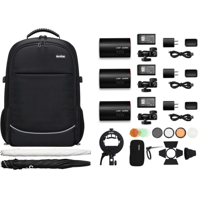 Zestaw 3 lamp z plecakiem Godox AD100 PRO TTL