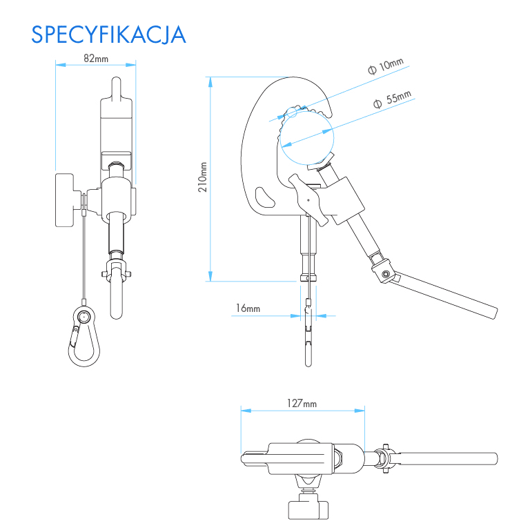 Avenger Klamra trzpień 16mm (5/8") 100Kg 10-55mm