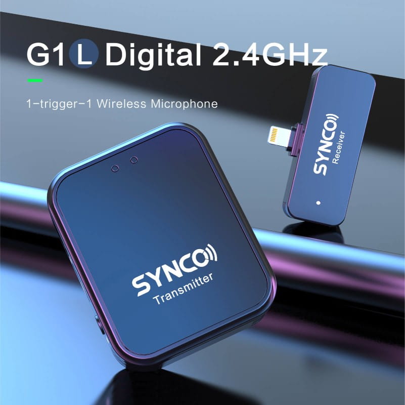 Bezprzewodowy system mikrofonowy Synco G1TL Apple Lighting z MFI + konektor USB-C, 1 nadajnik, 1 odbiornik, 2 konektory