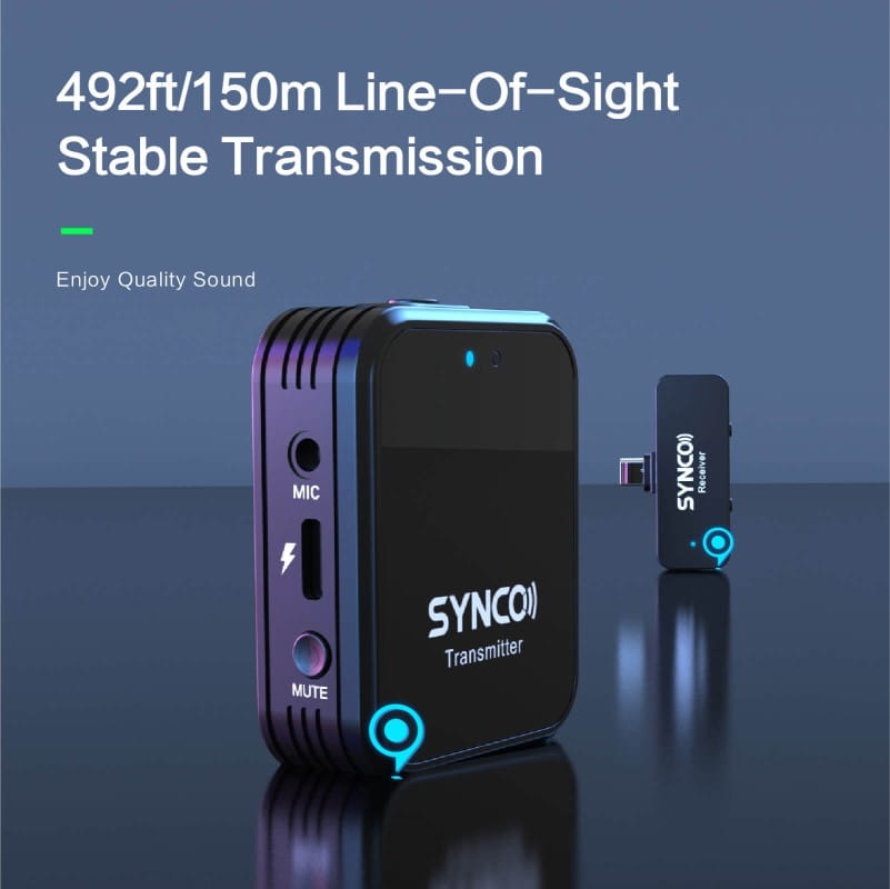 Bezprzewodowy system mikrofonowy Synco G1TL Apple Lighting z MFI + konektor USB-C, 1 nadajnik, 1 odbiornik, 2 konektory