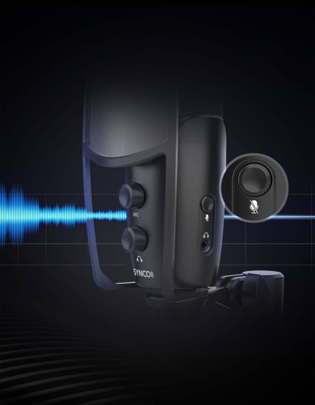 Mikrofon USB Synco V2 z filtrem POP i odsłuchem - pojemnościowy