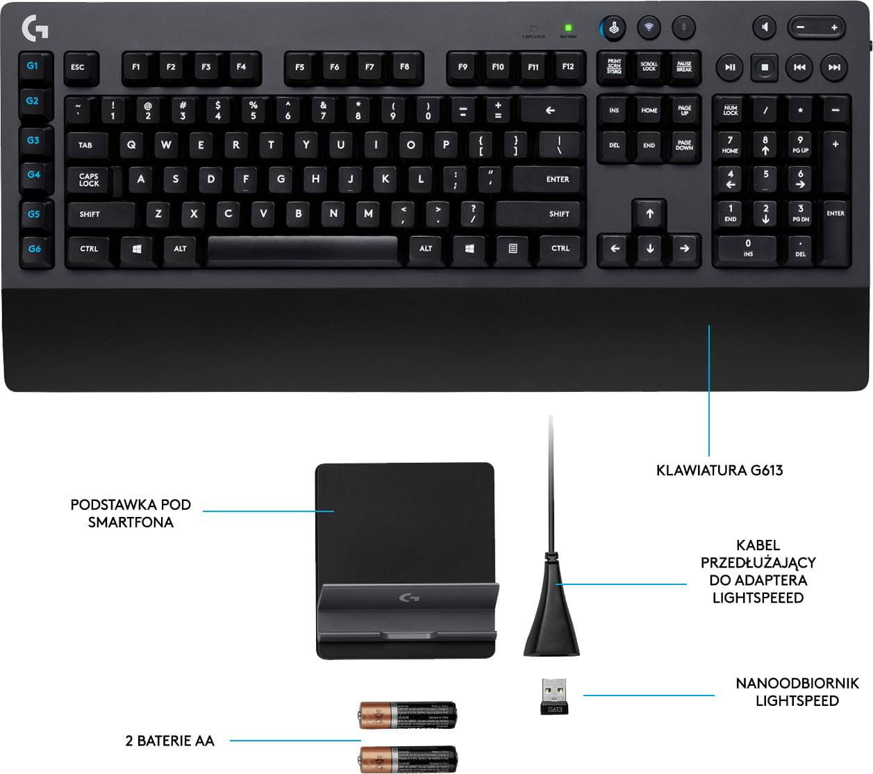 Bezprzewodowa mechaniczna klawiatura gamingowa Logitech G613