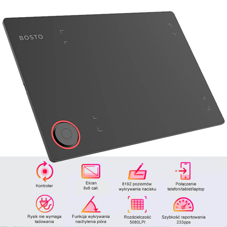 Tablet graficzny Bosto T608 z piórem