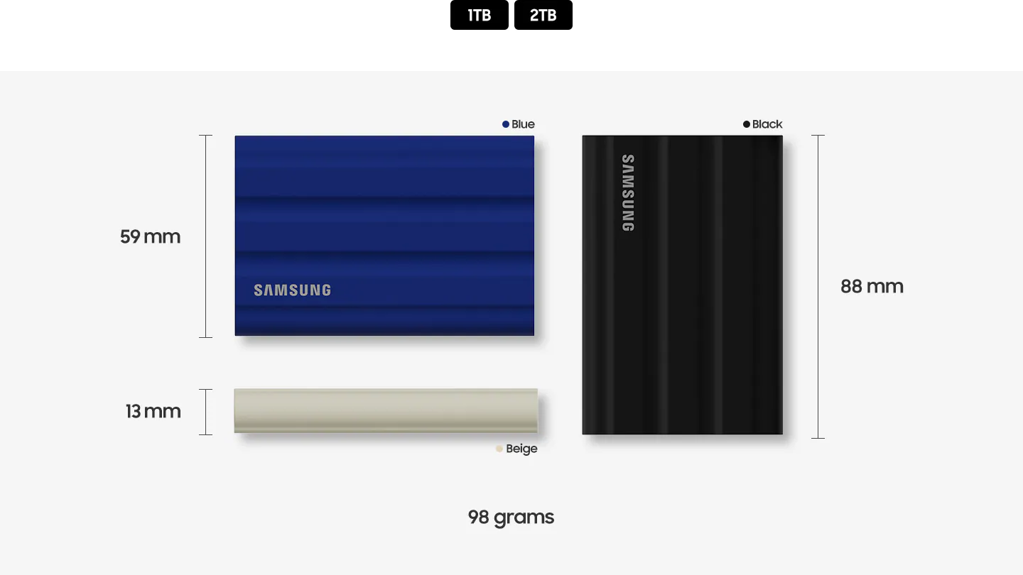 Dysk SSD Samsung T7 Shield USB 3.2 Gen.2 2TB Niebieski
