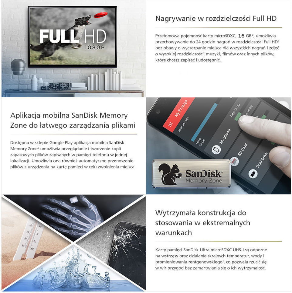 Karta pamięci SanDisk Ultra Android microSDHC 32 GB 120MB/s A1 Cl.10 UHS-I + Adapter