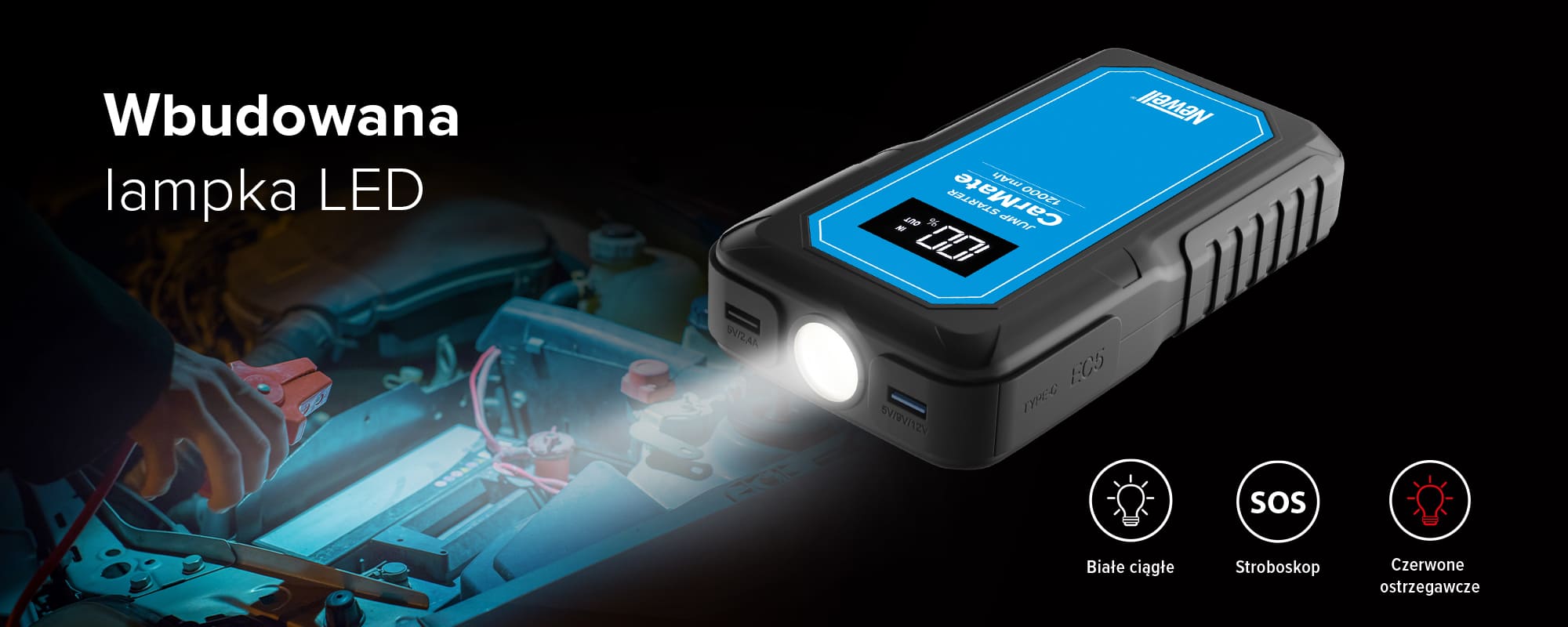 Urządzenie rozruchowe Newell CarMate - 12000 mAh