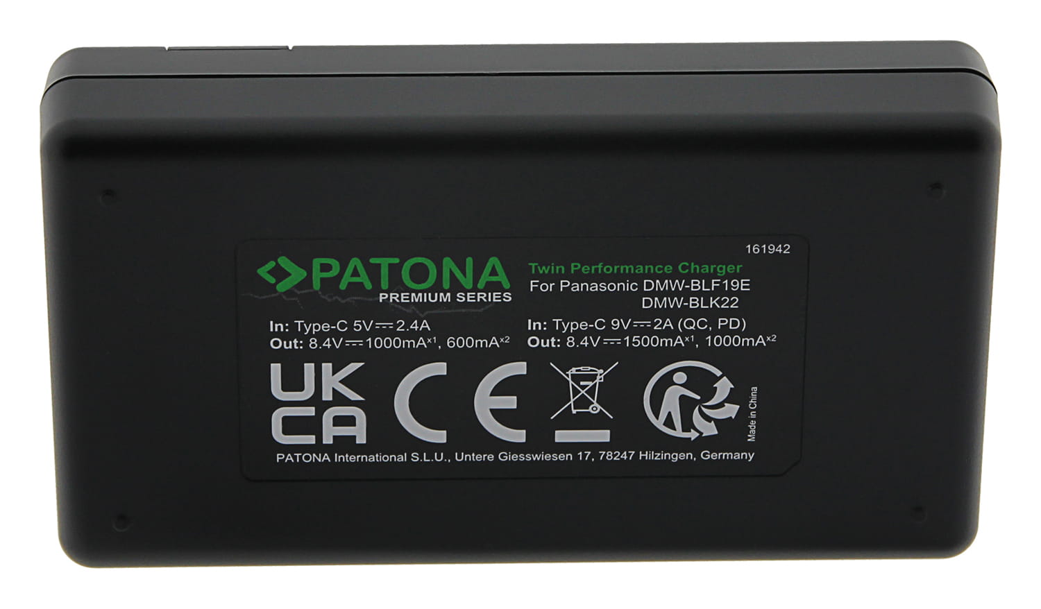 PATONA Premium Twin Performance Ładowarka PD do Panasonic DMW-BLF19 z kablem USB-C 