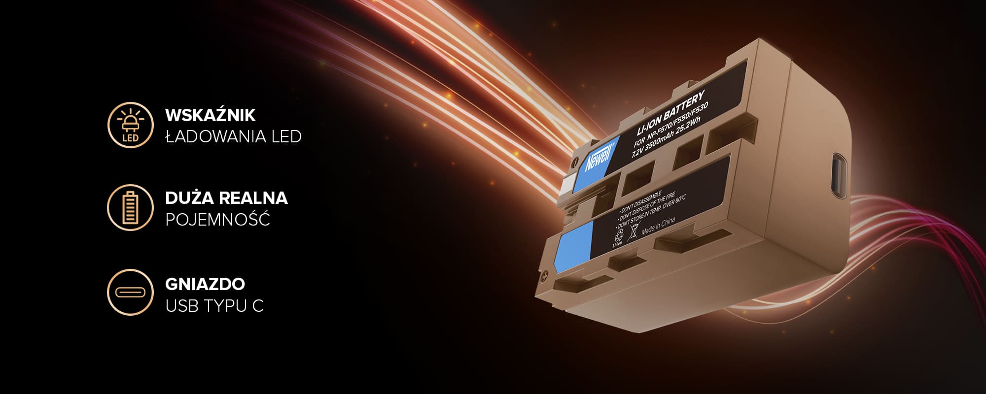 Akumulator Newell zamiennik NP-F570 USB-C do Sony