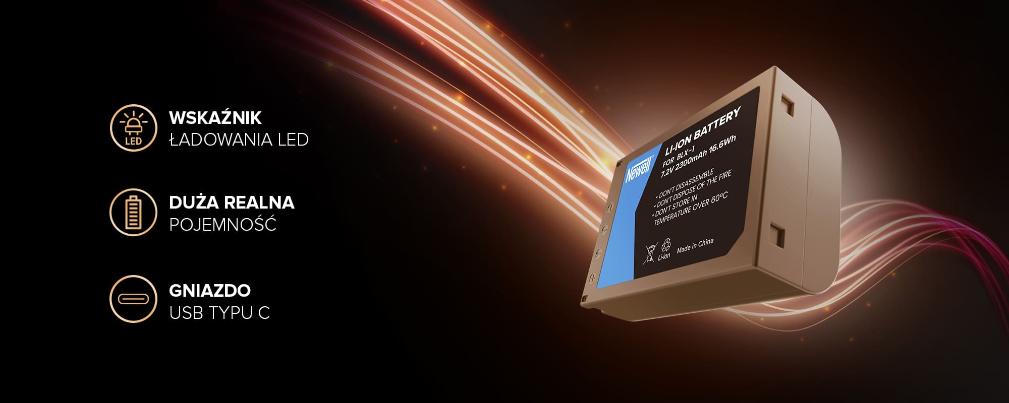 Akumulator Newell zamiennik BLX-1 USB-C do Olympus