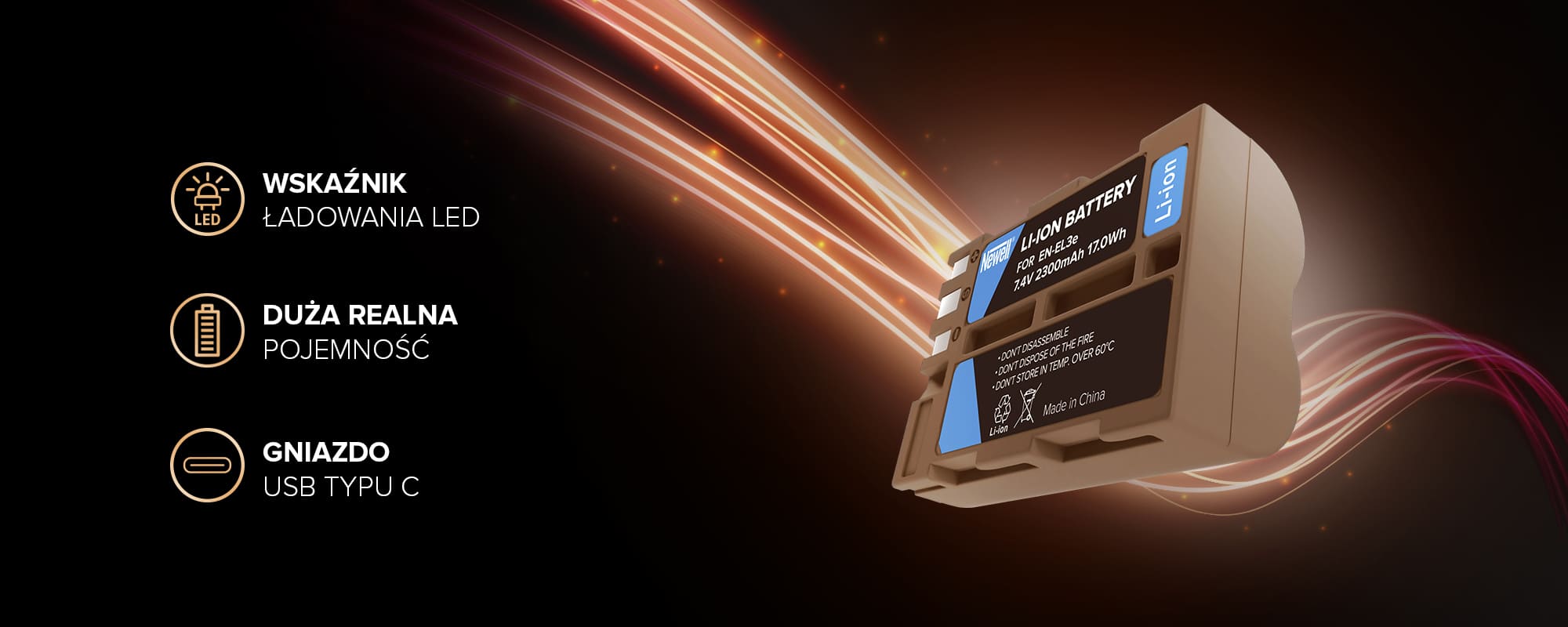 Akumulator Newell zamiennik EN-EL3E USB-C do Nikon