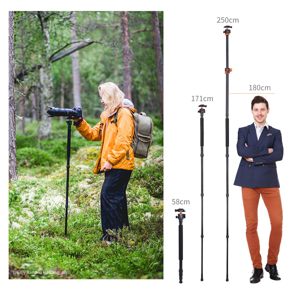 statyw fotograficzny 240cm k&f concept z łamaną kolumną