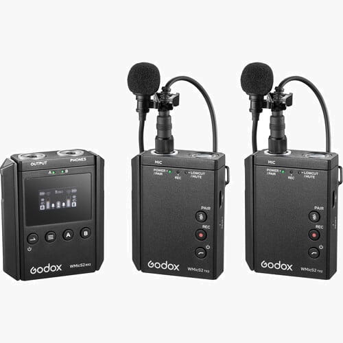 godox wmics2 uhf kit-2 kompaktowy 2-osobowy bezprzewodowy system mikrofonowy do kamer i smartfonów