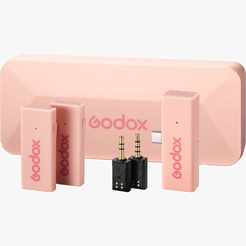 zestaw mikrofonowy godox 2,4 ghz movelink mini uc kit 2 różowy