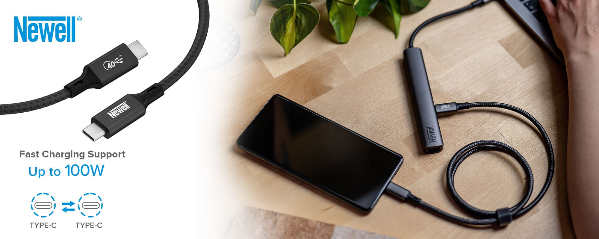 Kabel Newell USB C - USB-C 4.0 - 1 m, grafitowy