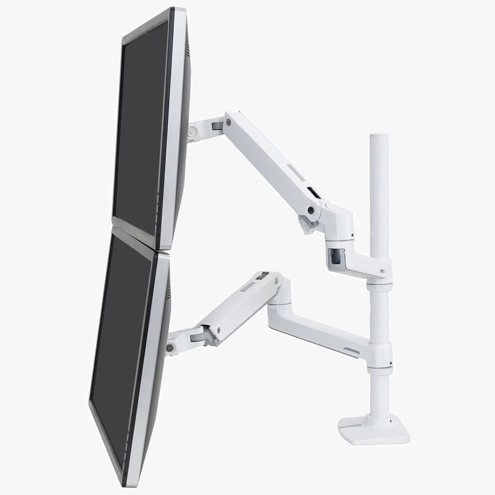 ergotron - lx dual stacking arm - uchwyt biurkowy na dwa monitory z wysokim punktem montazowym (biały)