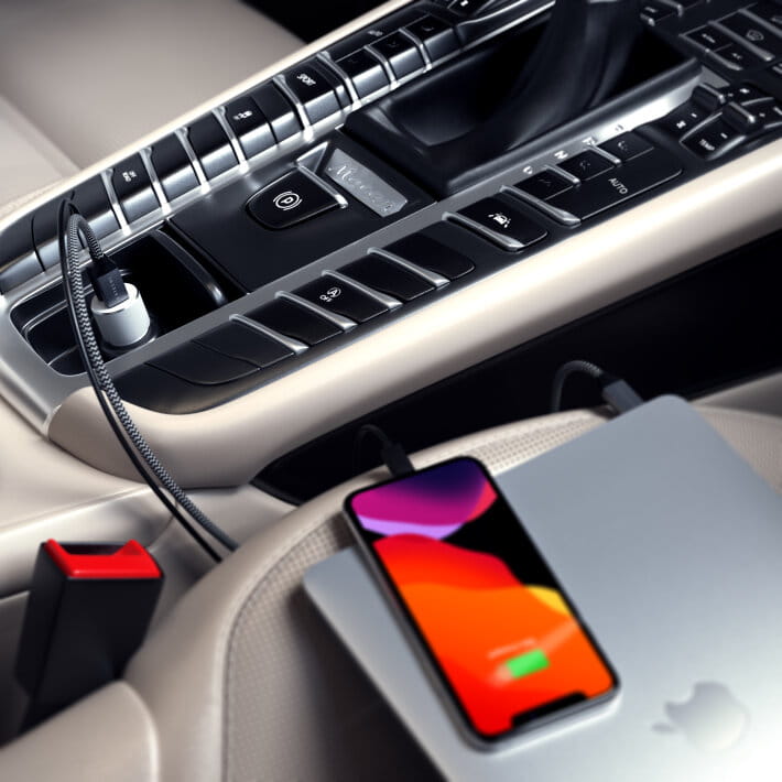 satechi - ładowarka samochodowa 72w - usb-c 60w pd, usb-a