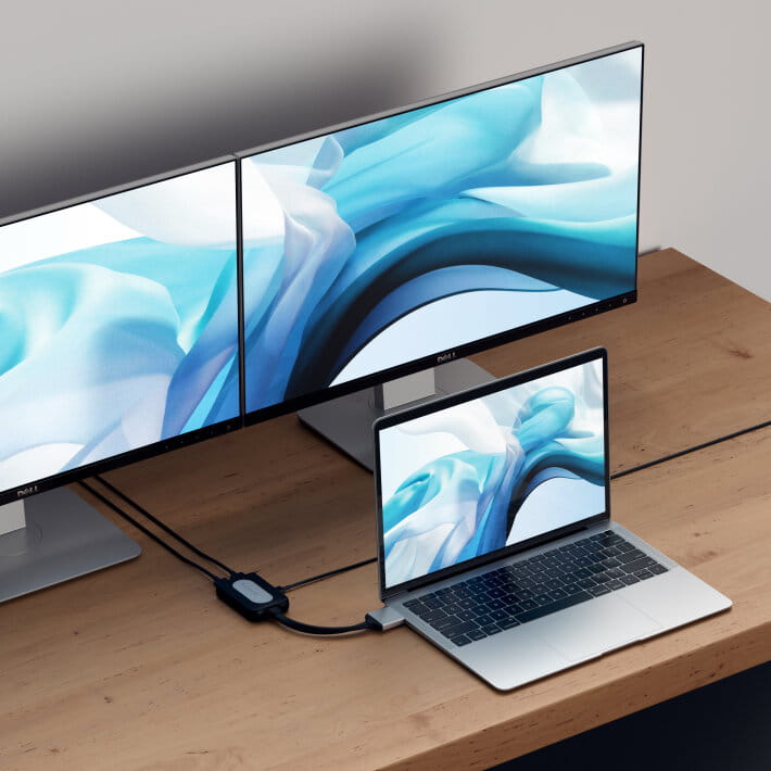 satechi dual adapter - adapter do macbooka z podwójnym usb-c i podwójnym 4k hdmi 