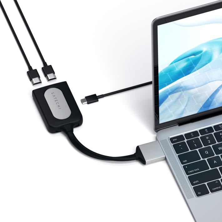 satechi dual adapter - adapter do macbooka z podwójnym usb-c i podwójnym 4k hdmi 